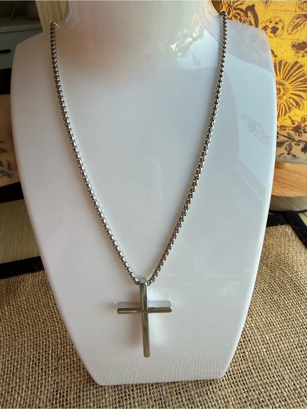 Men's Cross Pendant Necklace - Silver